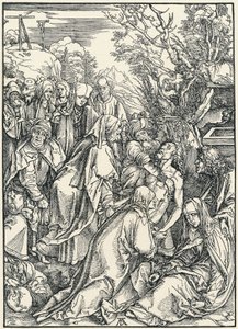 द एंटोम्बमेंट, फ्रॉम द लार्ज पैशन, c.1496-97 (वुडकट) द्वारा अल्ब्रेक्ट ड्यूरर
