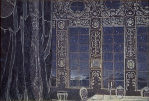 नाटक के लिए स्टेज डिजाइन डॉन जुआन ने जे.बी. मोलियारे, 1910 द्वारा हांग्जो जकोवलेविक गोलोविन