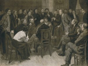 1894, 1939 में नारोडनिक वोरोत्सोव के साथ लेनिन की बहस। द्वारा अलेक्जेंडर विक्टोरोविक मोरावोव