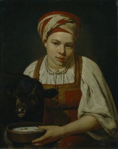 एक किसान लड़की के साथ एक बछड़ा, अंत 1820s