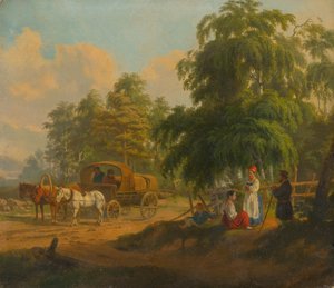 रूसी ट्रोइका के साथ लैंडस्केप, 1801। द्वारा अलेक्सी गाविलोविच वेनेत्सियानोव