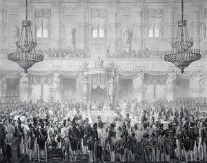फर्डिनेंड I के राज्याभिषेक के अवसर को चिह्नित करने के लिए राजकीय भोज (1793-1875) द्वारा एलेसेंड्रो (बाद में) Sanquirico