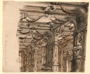 स्टेज डिज़ाइन: महल का आंतरिक भाग द्वारा एलेसेंड्रो गैली बिबिएना, 1686-1748