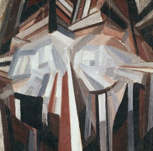 क्यूबिस्ट हेड, 1914-15 (कैनवास पर तेल बोर्ड पर रखा गया)