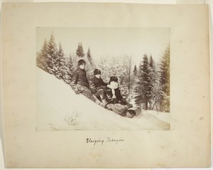 टोबोगनिंग, c.1873 (एल्बम प्रिंट (समग्र)) द्वारा अलेक्जेंडर हेंडरसन