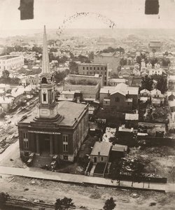 1858 के शिकागो में प्रांगण के कपोला से दक्षिण की ओर देखें