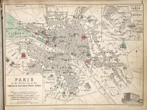 फ्रांसीसी क्रांति के प्रकोप पर पेरिस का नक्शा, 1789, विलियम ब्लैकवुड एंड संस, एडिनबर्ग und लंदन, 1848 (हाथ से उकेरा हुआ उत्कीर्णन) द्वारा प्रकाशित