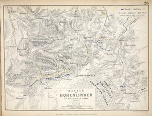 विलियम ब्लैकवुड एंड संस, एडिनबर्ग und लंदन, 1848 (हाथ से उकेरा हुआ उत्कीर्णन) द्वारा प्रकाशित होहेनलिंडन की लड़ाई का नक्शा