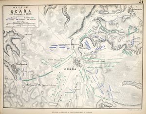 Ocana की लड़ाई का नक्शा, विलियम ब्लैकवुड एंड संस, एडिनबर्ग und लंदन, 1848 द्वारा प्रकाशित (हाथ से रंग के टुकड़े) द्वारा अलेक्जेंडर कीथ जॉनसन