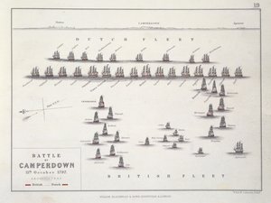 कैम्परडाउन की लड़ाई की योजना, 11 अक्टूबर 1797, c.1830s द्वारा अलेक्जेंडर कीथ जॉनसन