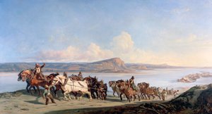 रोन नीचे घोड़े खींचने वाले नावों की संलग्नता, c1825-1870 द्वारा अलेक्जेंड्रे डबिसन