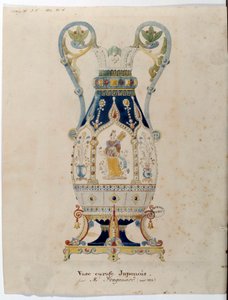 अलेक्जेंड्रे एवरिस्टे फ्रैगोनार्ड (1780-1850) 1832 सेवर्स द्वारा जापानी कैरफ़ फूलदान जल रंग। चीनी मिट्टी के बरतन निर्माण द्वारा अलेक्जेंड्रे एवरिस्टे फ्रैगोनार्ड