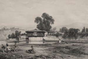 एक नदी के किनारे पर मंडप। द्वारा अलेक्जेंड्रे गेब्रियल डिकैम्प्स