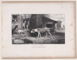 द केनेल, हंटिंग सीन्स की श्रृंखला से, 1829। द्वारा अलेक्जेंड्रे गेब्रियल डिकैम्प्स