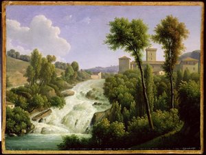 Chateau के झरने के ऊपर Ile de Sora से देखें, c.1822