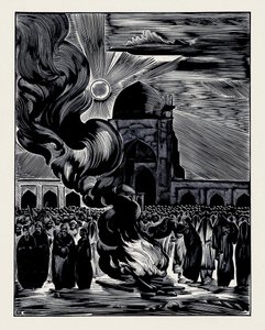 मुस्लिम महिलाओं की मुक्ति। बर्निंग द वेल, 1928 द्वारा एलेक्सी इलिच क्रावचेंको