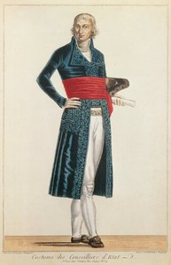 राज्य के पार्षद की वर्दी, c.1804-10 (रंग उत्कीर्णन) द्वारा एलेक्सिस चट्टानीगर