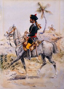 माउंटेड ट्रम्पेटर, 34 वें प्रिंस अल्बर्ट विक्टर का खुद का पूना हॉर्स, 1908 में द्वारा अल्फ्रेड क्राउड लवेट