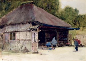हकोन के गांव में चाय-घर, c.1889 (कागज पर wc और पेंसिल)