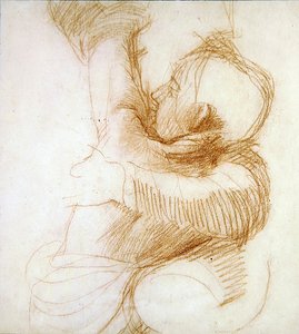 मदर एंड चाइल्ड, c.1851 (कागज पर सांगुइन चाक)