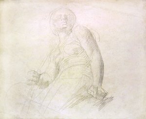 एक आकृति का अध्ययन, c.1850 (कागज पर पेंसिल)