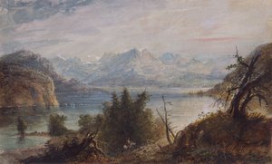 झील, पहाड़ों की पवन नदी श्रृंखला, c.1837 (कागज पर जल रंग) द्वारा अल्फ्रेड जैकब मिलर
