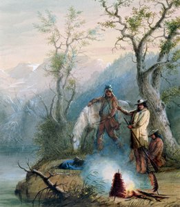 हंप रिब को भुनाते हुए, 1837 (wc कागज पर सफेद रंग से उभार) द्वारा अल्फ्रेड जैकब मिलर