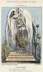 L'Immortelle: जूल्स फेवरे के बारे में कैरिकेचर - बीमार। 10/02/1871 से "दिन के फूल, फल और सब्जियां" में