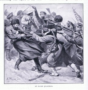 करीब तिमाहियों में, रुसो-जापानी युद्ध खंड 1, c.1900 के इतिहास से चित्रण द्वारा अल्फ्रेड पीयर्स