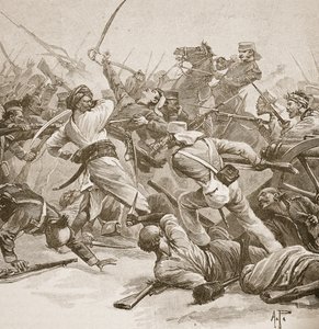 आर्चीबाल्ड फोर्ब्स, जीए हेंटी और मेजर आर्थर ग्रिफिथ्स द्वारा &39;इन बैनेट टू बायनेट&39;, &39;बैटल ऑफ़ द नाइंटीन्थ सेंचुरी&39; से दृष्टांत। द्वारा अल्फ्रेड पीयर्स
