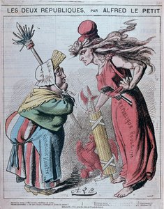 दो गणराज्यों पर कार्टून, "" रिपब्लिक होननेट (1830) और रिपब्लिक रूज (1793) "अल्फ्रेड ले पेटी द्वारा" "ले ग्रेलॉट" "" 1872 में द्वारा अल्फ्रेड पेटिट