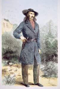'वाइल्ड बिल' हिकॉक (1837-76) की पहली प्रकाशित तस्वीर 'हार्पर' पत्रिका में छपी, फरवरी 1867 (कलर लिथो)