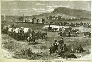 17 जुलाई 1875 को &39;हार्पर वीकली&39; से महान मैदानों पर रेलमार्ग का निर्माण