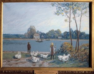 लोंग के किनारे पर। अल्फ्रेड सिसली की पेंटिंग (1839 - 1899) द्वारा अल्फ्रेड सिसली