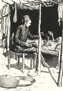 जनरल चार्ल्स जॉर्ज गॉर्डन एक मरते हुए पुराने सूडानी महिला की ओर बढ़ रहे हैं द्वारा अल्फ्रेड वालिस मिल्स