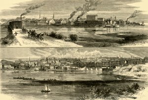 'रॉक आइलैंड, इलिनोइस।- डेवनपोर्ट, आयोवा', 1874।