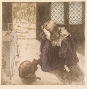 इंटीरियर, लिटिल गर्ल विद कैट ला पेटिट फिल्ले एयू चैट, 1897।