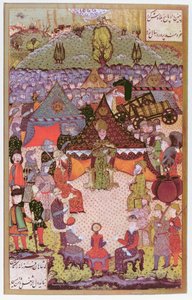 हंगरी के राजा, लाजोस II (1506-26) 1526, 1558 में मोहक की लड़ाई से पहले परिषद में (स्याही और सोने की पत्ती मखमल पर) द्वारा अली अमीर बेग