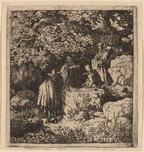 एक पेड़ के नीचे चार आकृतियाँ, शायद c. 16451656. द्वारा एलर्ट वैन एवरडिंगन