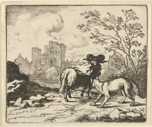रेनार्ड ने खरगोश के सिर वाले पैकेज के साथ राम को शेर के पास वापस भेजा, 1650-75। द्वारा एलर्ट वैन एवरडिंगन