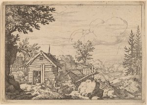 एक झोपड़ी के द्वार में दो आदमी, शायद c. 16451656. द्वारा एलर्ट वैन एवरडिंगन
