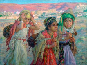 यंग गर्ल्स कैरी वाटर, c1881-1926