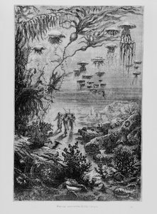 जूल्स वर्ने (1828-1905) द्वारा हेनरी थियोफाइल हिल्डिब्रेंड (1824-97) c.1869-70 द्वारा उत्कीर्ण &39;20, 000 लीव्स द सी &39;के तहत चित्रण