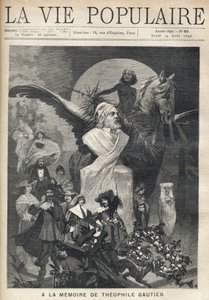 थियोफाइल गौटियर (1811-1872) की स्मृति में। लेखक की आवक्ष प्रतिमा के चारों ओर, उसकी कृतियों की वेशभूषा में पात्र उदासी और गरिमा के साथ दौड़ते हैं, एक बच्चे की निगाहों के नीचे, एक पंख वाले घोड़े की सवारी करते हुए, प्रशंसा का ताज पहनाया जाता है। अल्फोंस मारिय द्वारा अल्फोंस मुचा