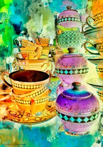गोल्ड एंड पर्पल स्टैक्स, 2014, (डिजिटल मिश्रित मीडिया फोनोग्राफी)