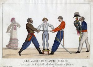 एक युवा रूसी अधिकारी का शौचालय - गार्नेरे, एम्ब्रोज़ लुइस (1783-1857) - सी। १८१५ - नक़्क़ाशी, जल रंग - २४x३२,६ - निजी संग्रह द्वारा एम्ब्रोज़ लुई गार्नेरे