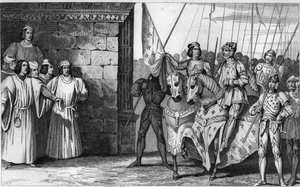 जोन ऑफ आर्क (1412-31) चार्ल्स VII (1403-61) के राज्याभिषेक की प्रतीक्षा करने के लिए 1429 में रिम्स पहुंचे - चार्ल्स VII ने कहा "विक्टोरियस" (1403-1461) - अंग्रेजों ने ऑरलियन्स में सीट बनाई, लेकिन जोन ऑफ आर्क ने सीट उठाई, ऑरलियन्स को डिलीवर किया औ द्वारा एम्ब्रोडि टार्डिउ