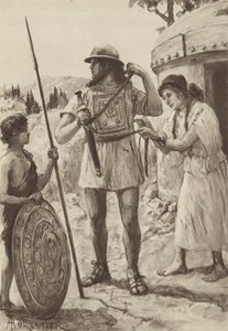 लड़ाई के लिए तैयार कांस्य युग का एक इटैलिक किसान (लिथो) द्वारा अमेडी (बाद में) फॉरेस्टियर