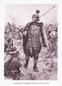 एक क्षेत्र में बंदी रक्षक, रोमन सैनिक, 1928 से चित्रण द्वारा अमेदी फॉरेस्टियर