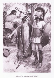 एट्रसकेन दावत का एक दृश्य, रोमन सैनिक का चित्रण, 1928